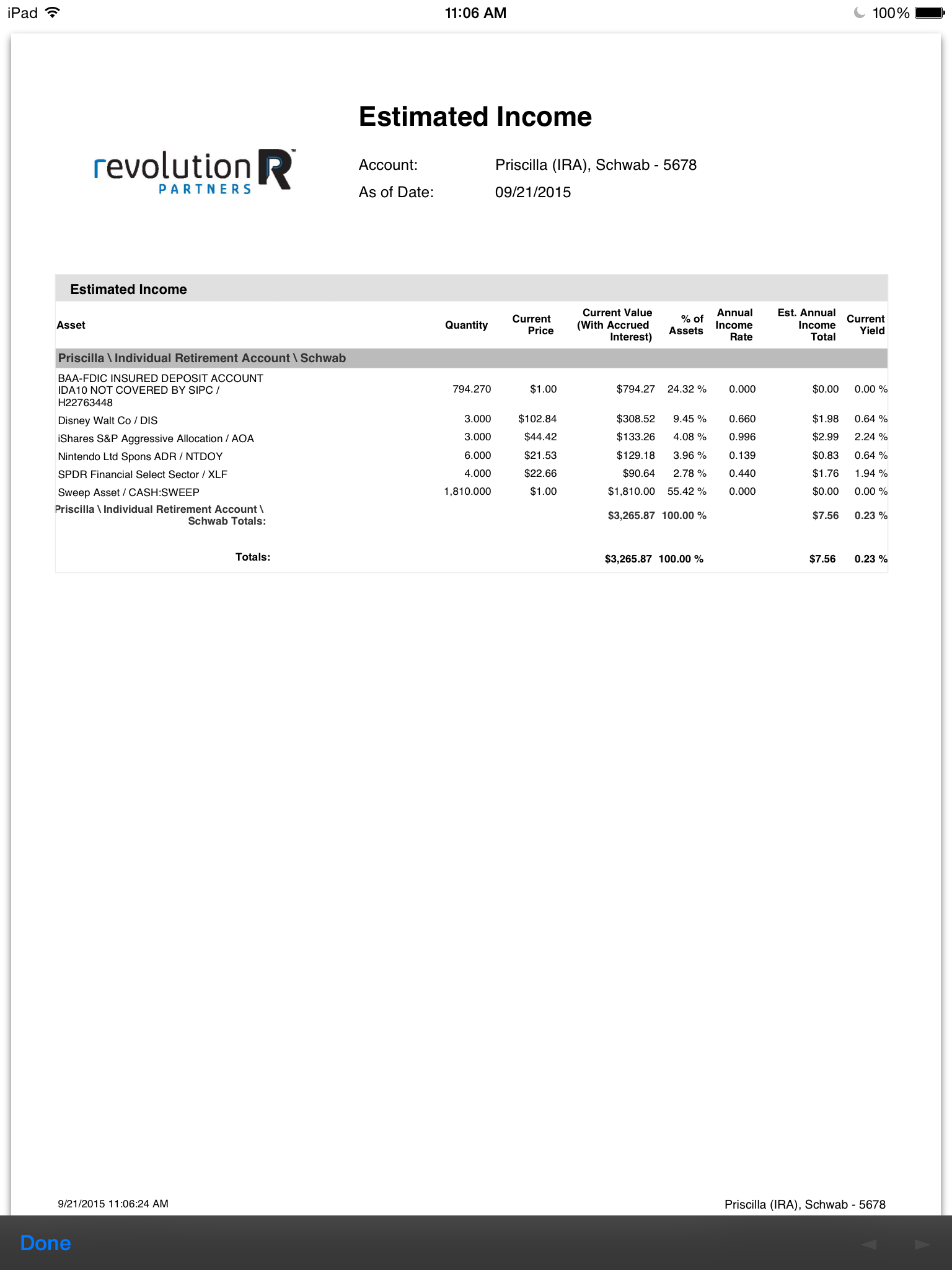 estimated income report